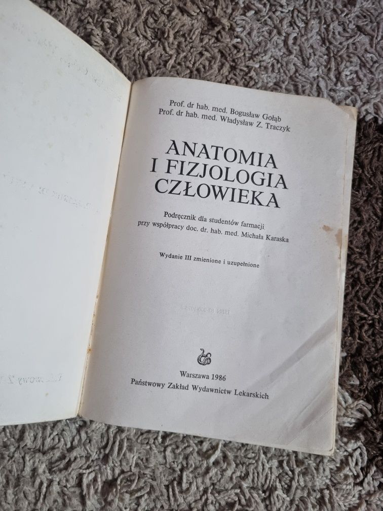Gołąb Traczyk Anatomia i fizjologia człowieka - farmacja