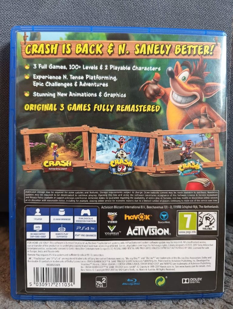 Gra PS4 Crash bandicoot n same trilogy