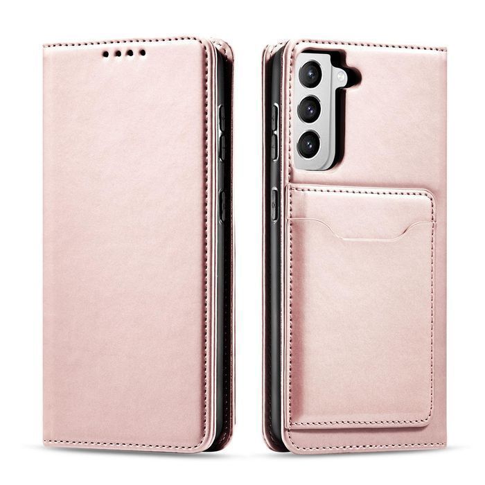 Etui Magnet Card Case do Samsung Galaxy S22 - Różowe Pokrowiec Portfel