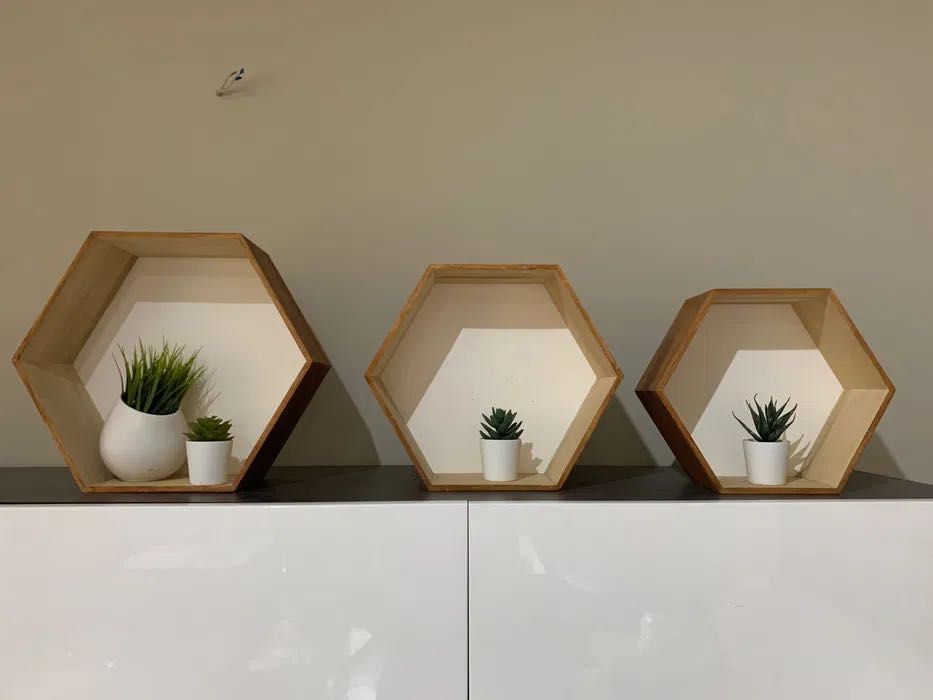 komplet półek / półka plaster miodu / półka heksagon