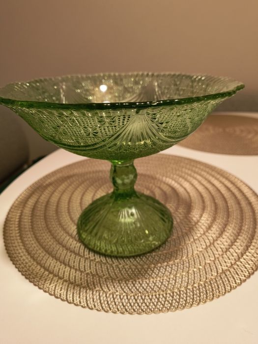 Patera na nóżce szkło krysztalowe kolorowe