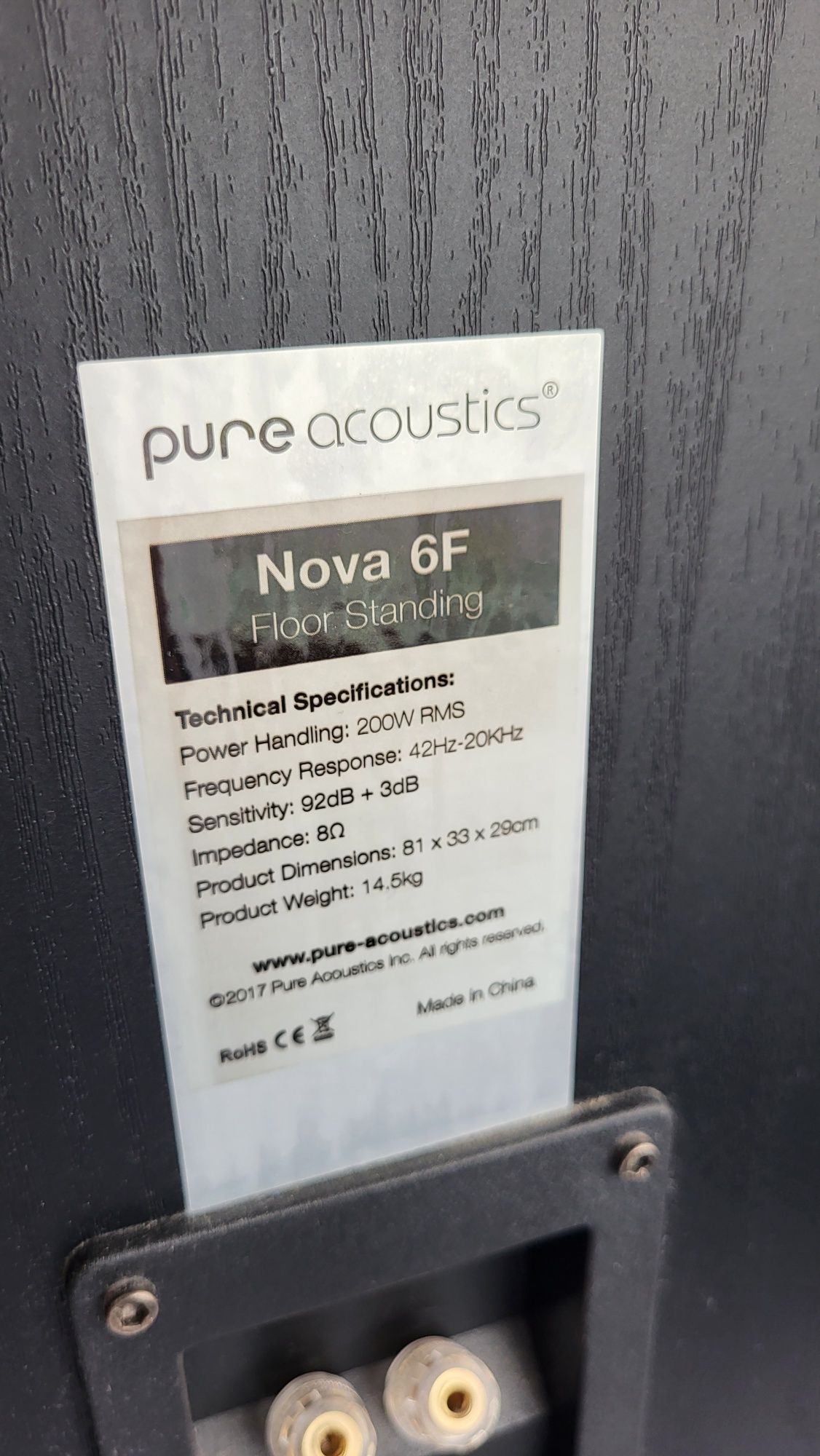 Kolumny podłogowe Pure Acoustics Nova 6 - wygrzane, fortepianowa czerń