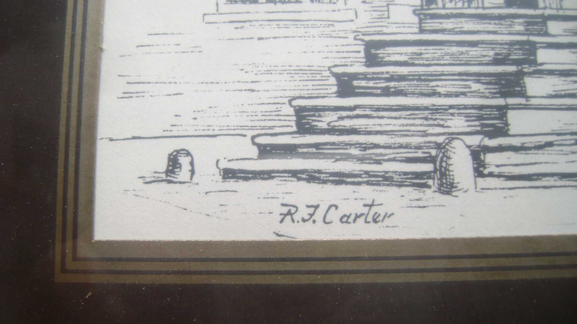 Starocie z PRL - Grafika R. J. Carter = Obraz do rozpoznania 32cmx28cm
