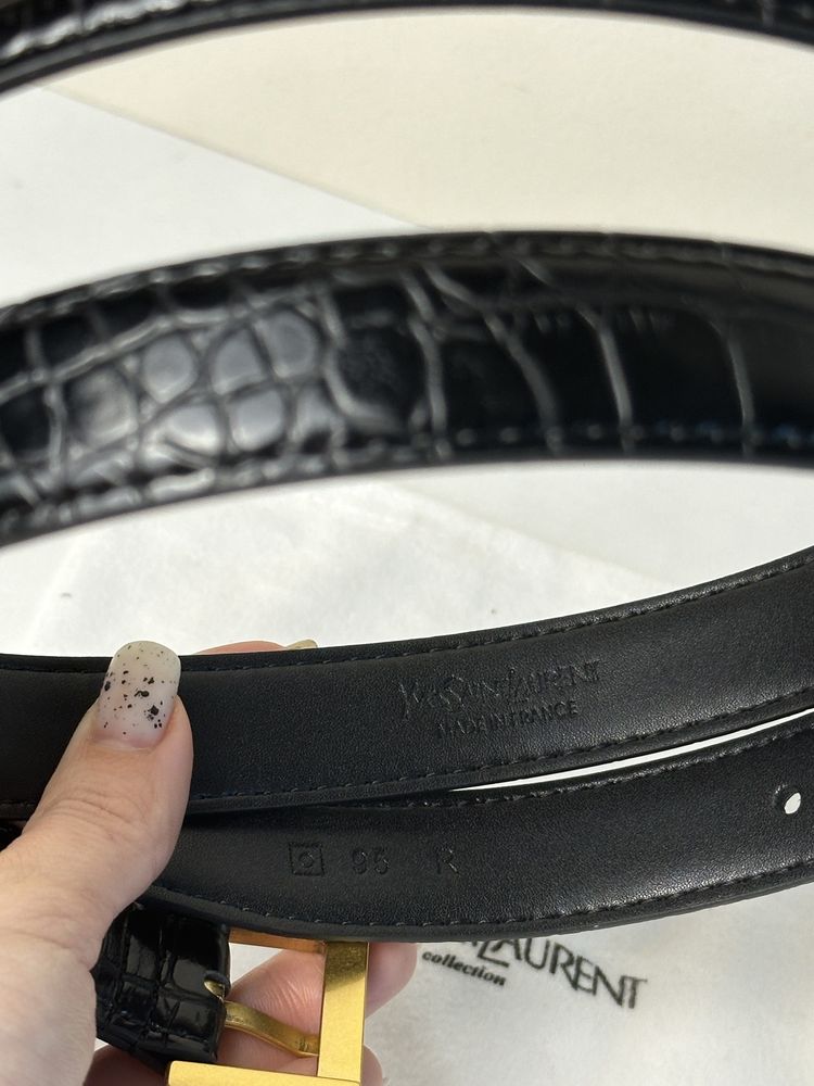 Pasek skórzany czarny wężowy Premium skora cienki 2 cm grubość