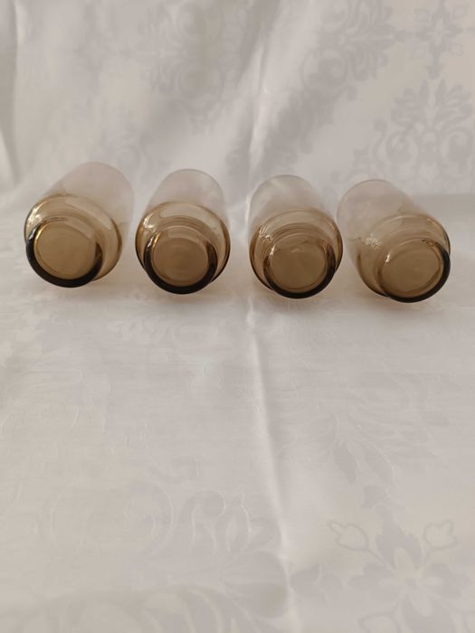 Szklanki PRL vintage dymione -  komplet 4 szt