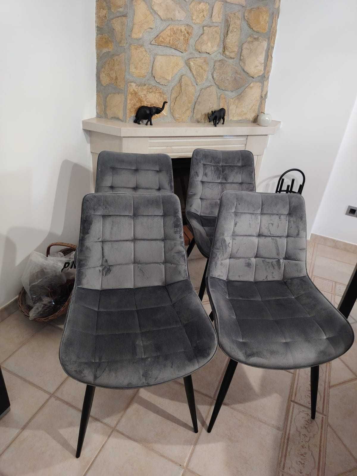 Conjunto de 4 Cadeiras de Jantar - Cinza