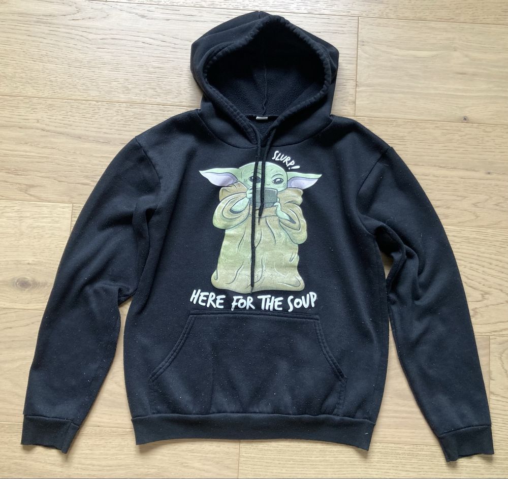 Bluza dresowa z kapturem czarna Yoda r. S
