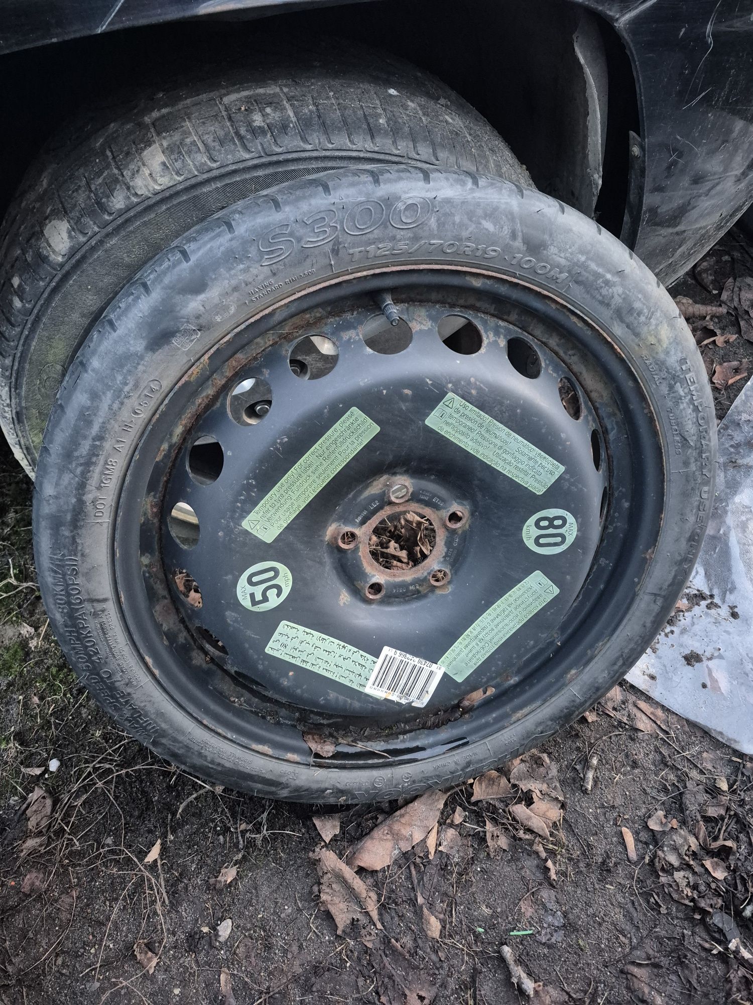 Koło dojazdowe zapasowe vw audi seat skoda t125/70r19 a4 b8 a5 5x112