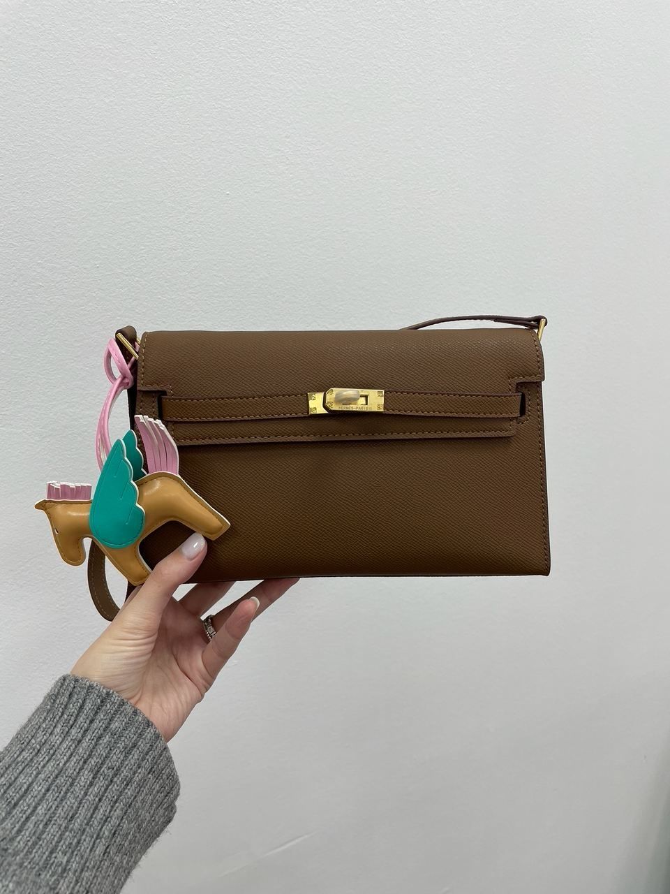 Жіноча сумка Hermes Kelly Pochette Brown/Gold