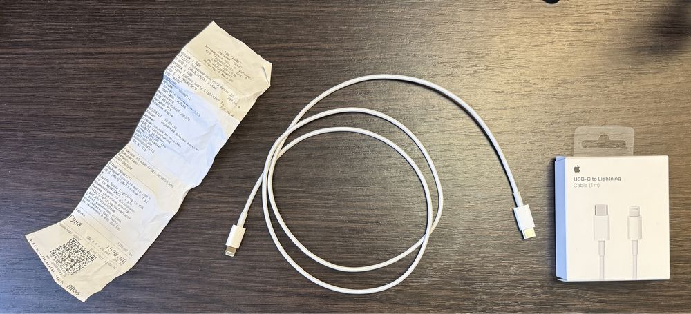 Кабель Apple Lightning to USB-C 1m (оригінал, чек)