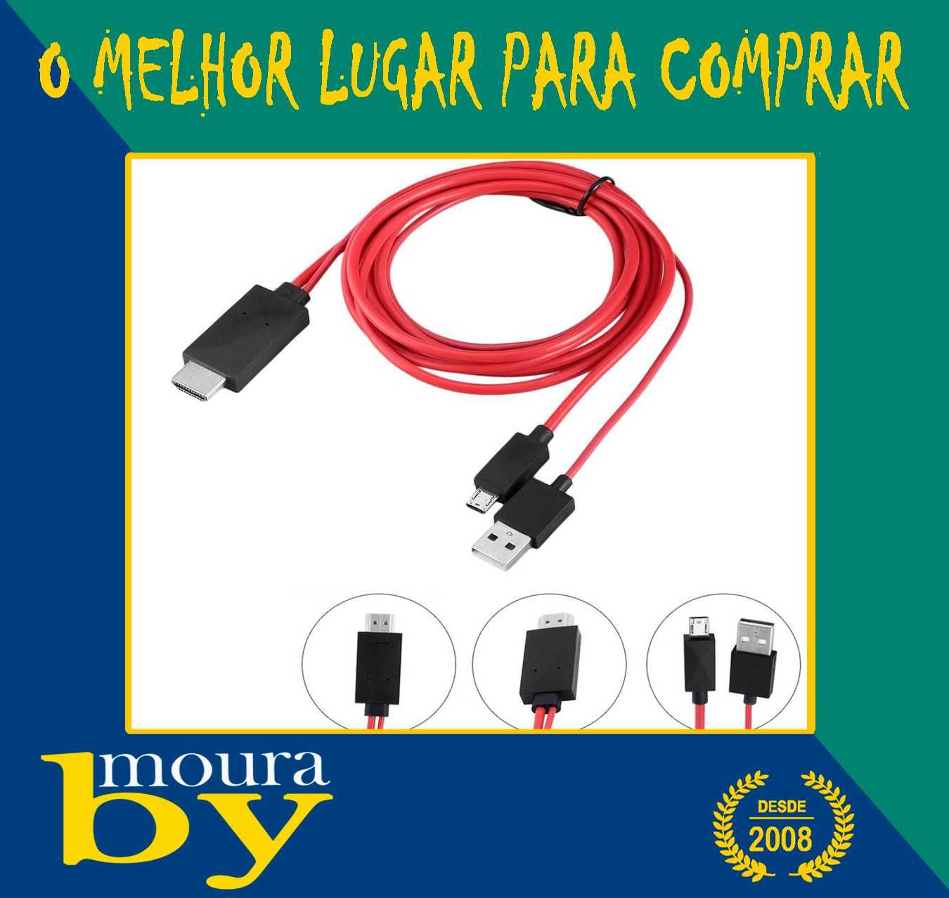 CABO ADAPTADOR MICRO USB 5/8 PINO HDMI1080P 2.0 USB MHL HDTV