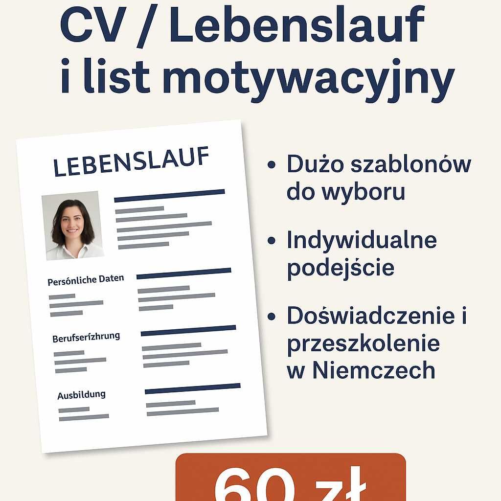 Profesjonalne CV  i list motywacyjny po Niemiecku