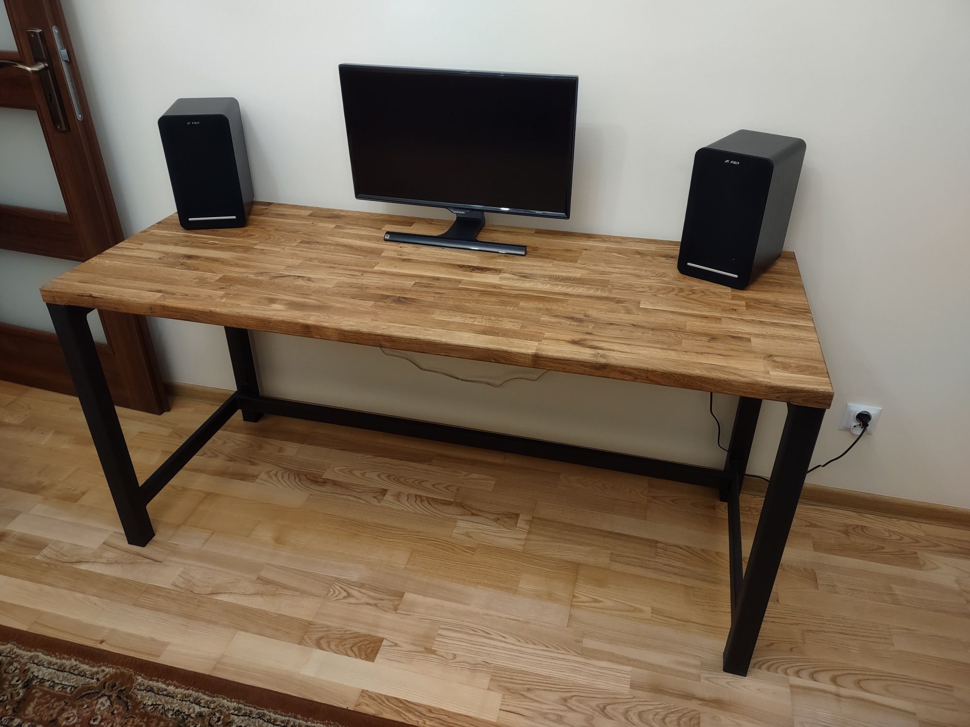 Biurko gamingowe loft stal + lity dąb NOWE!!!