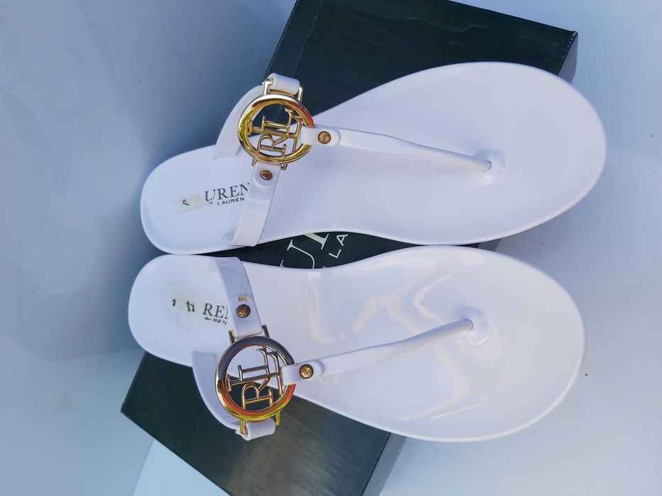 Ekskluzywne sandały japonki RALPH LAUREN białe 40.5