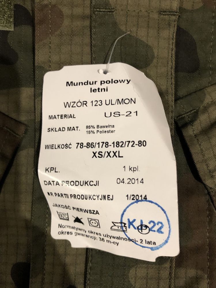 Mundur Połowy Letni wzór 123 UL/MON rozm. XS/ XXL