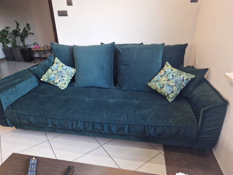 Sofa welurowa kolor butelkowa zieleń