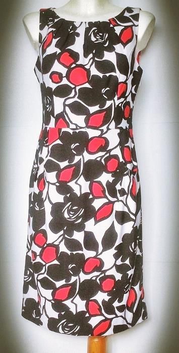 LONDON TIMES - letnia sukienka w kwiaty biała / czarna / czerwona - 38