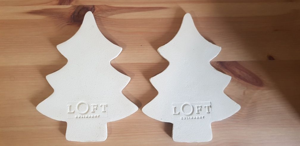 Nowe dwie białe ceramiczne podkładki marki Loft Kulinarny.