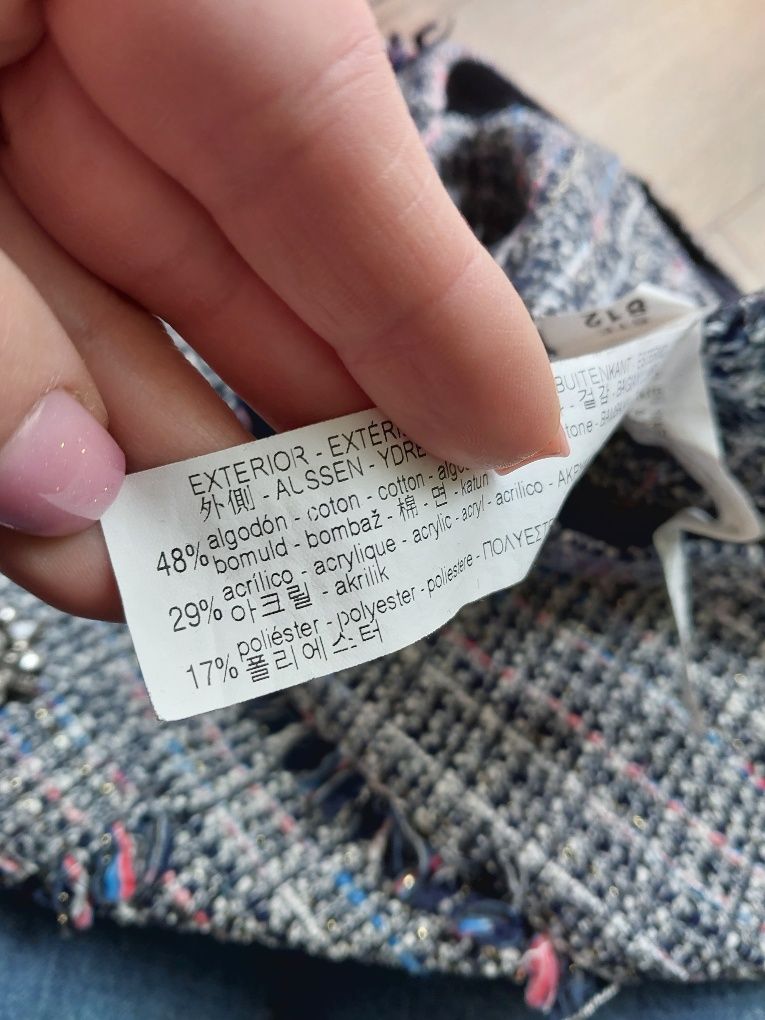 Żakiet Zara Marynarka Old Money Tweed Tweedowa klasyczna
