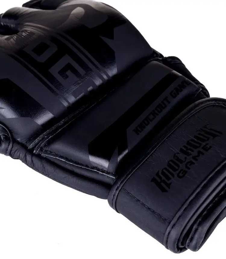 RĘKAWICE MMA Ground Game "STRIPE BLACK" – 100% skóra naturalna, L/XL