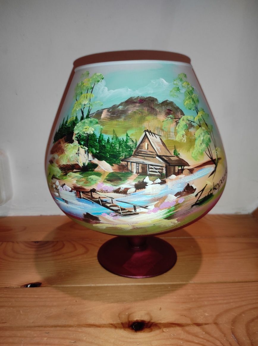 Nowy Wazon Kielich Szklany K&K Art Glass Dekor Ozdobny Rękodzieło Duży