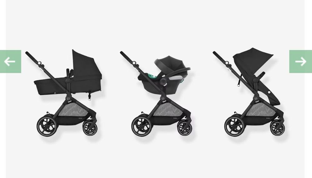 Carrinho de bebé 3 em 1 Cybex Eos- preto com Cybex Base Isofix One