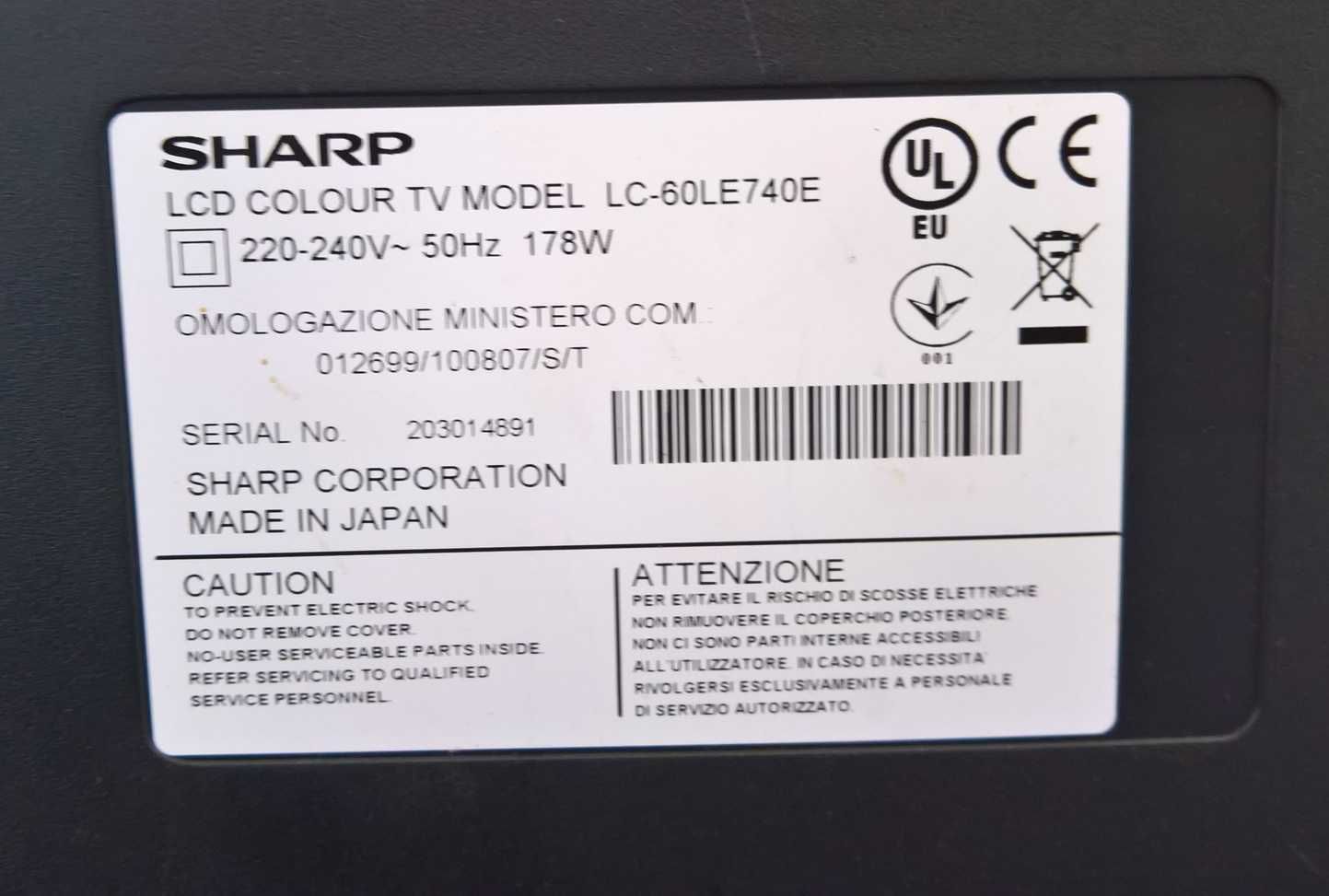Telewizor Sharp Aquos 60cali 3D LC-60LE740E matryca cała