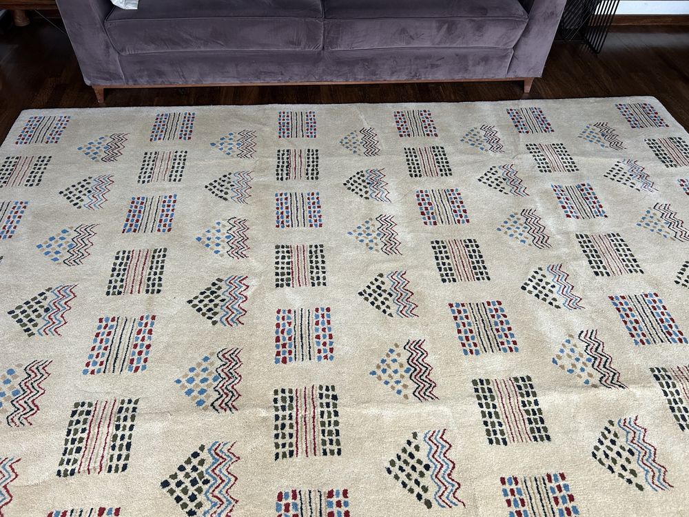Tapete oriental indiano em pura lã feito à mao,original,lavado.300x200