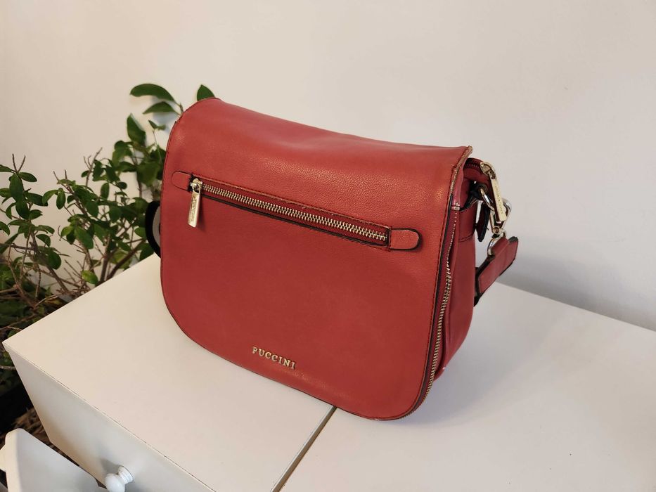 Torebka damska na ramie PUCCINI czerwony mat czerwona 30x25cm