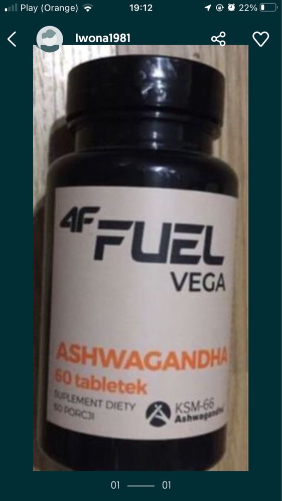 4F Fuel Vega Ashwagandha suplement diety 60 tabl