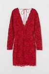 Новое брендовое H&M красное кружевное гипюровое платье