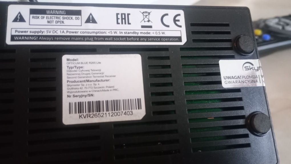 Dekoder telewizji naziemnej dvbt-2 opticum blue r265
