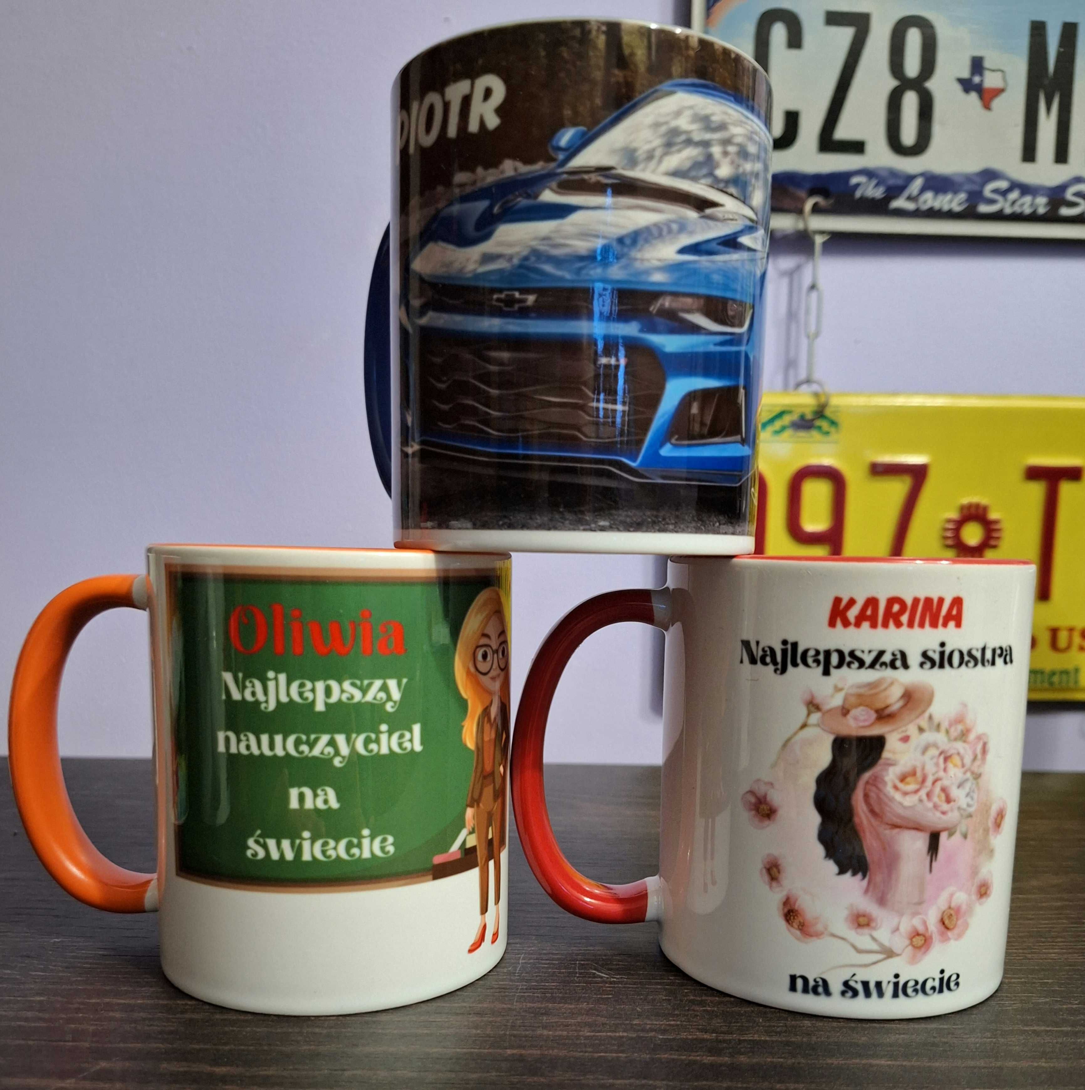 Kubek reklamowy z własną grafiką i tekstem - kolorowy ucho serce