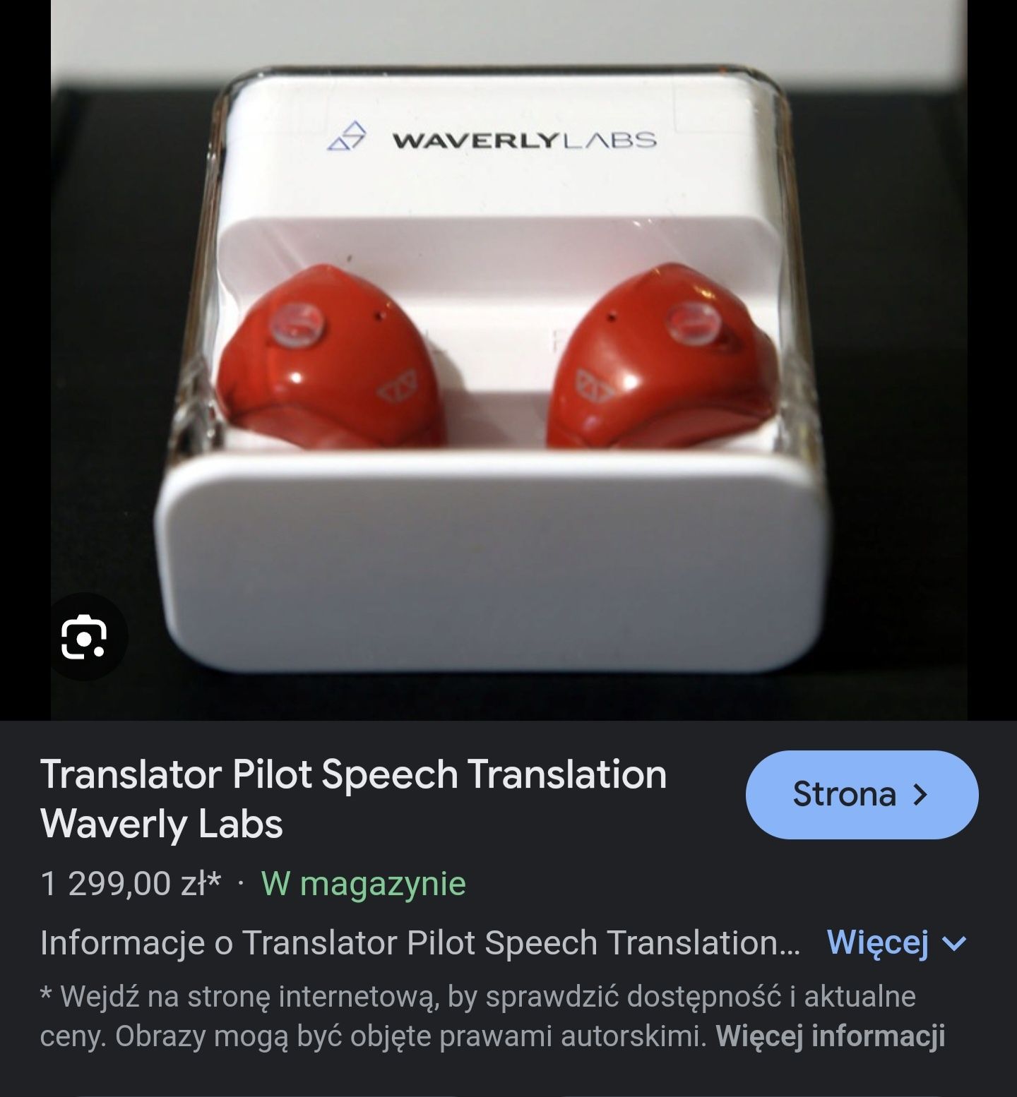 Translator tłumacz w locie Waverly Labs 15języków