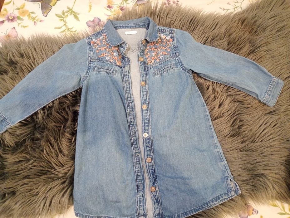 Bluza tunika jeansowa rozpinana dla dziewczynki