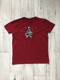 Czerwona Koszulka Prada haft logo