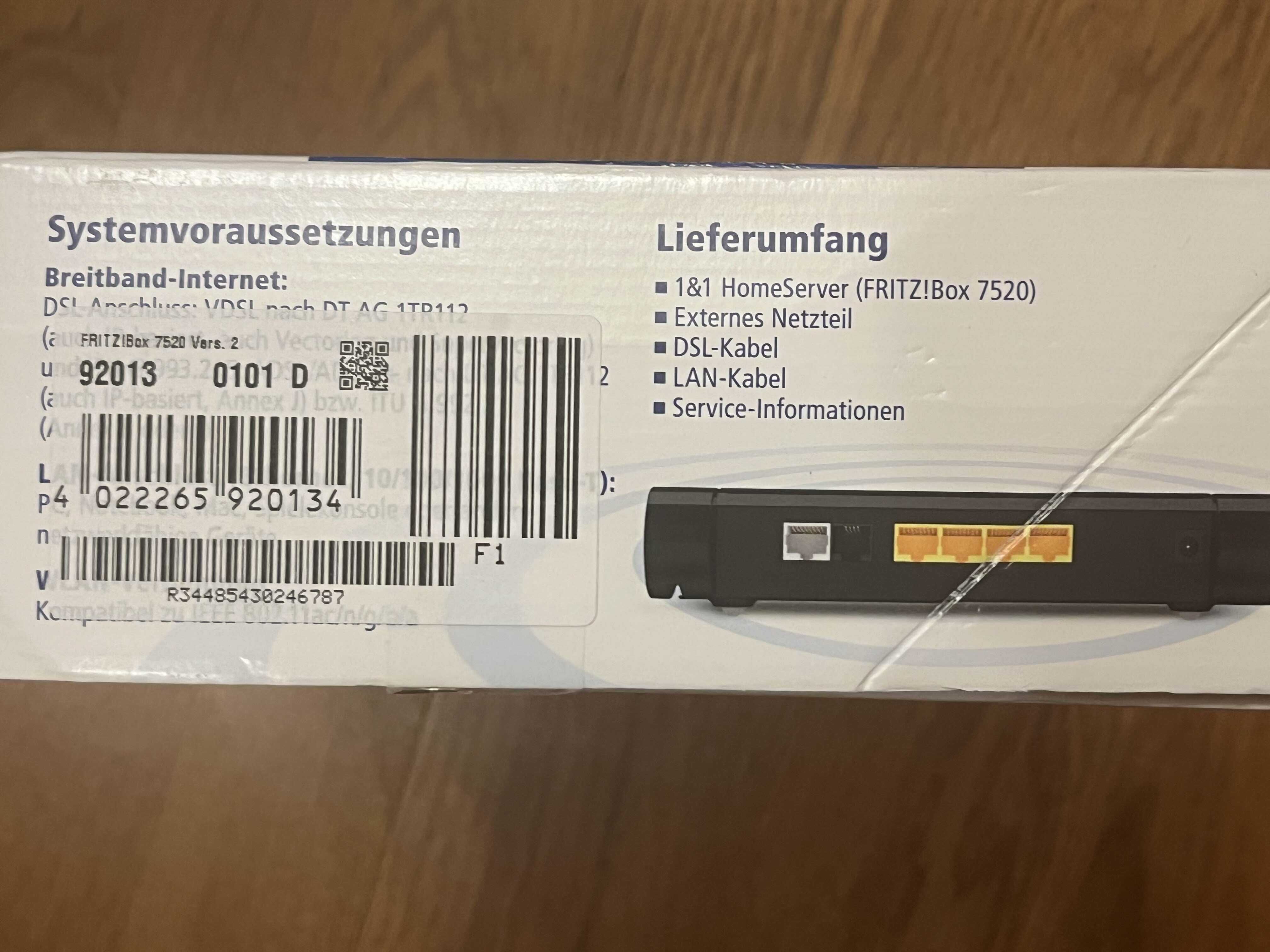 AVM FRITZ!Box 7520 1&1 Typ B VDSL DSL Modem 4-portowy gigabitowy