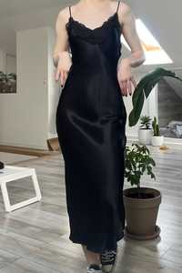 czarna satynowa sukienka XS