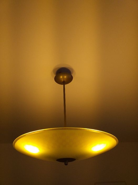 Szklana lampa wisząca parasol PRL lata 60