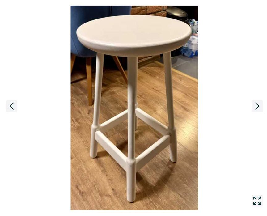 Białe krzeslo typu hoker, wysokie 75cm. Mało używane stan BDB.