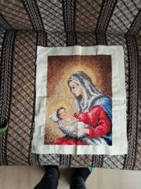 Religijny obrazek haftem krzyżykowym