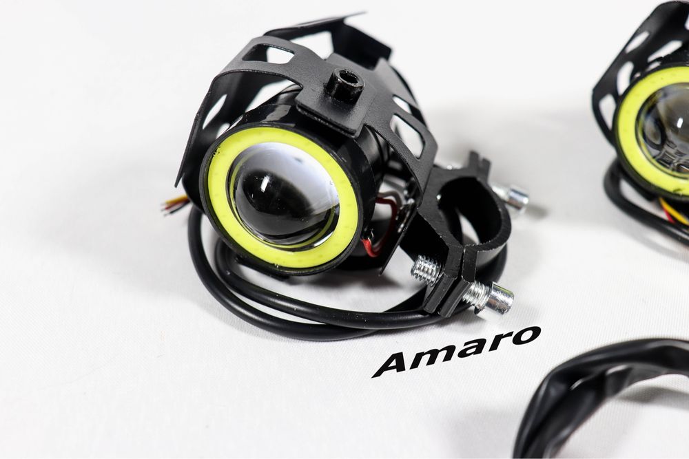 2 Farois/Luzes Led Auxiliares Com Angel Eyes e Interruptor Para Moto| NOVOS