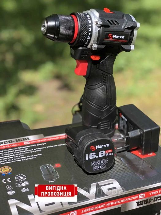 Шуруповерт аккумуляторный NARVA 45 НM/бесщеточный/2 аккум/16В