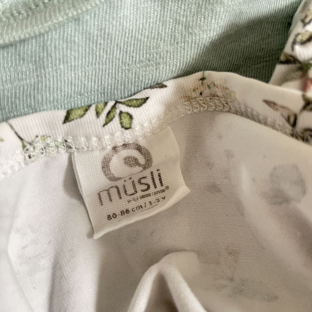 Musli Bluzka krótki rękaw koszulka kwiaty organiczna bawełna 80 - 86