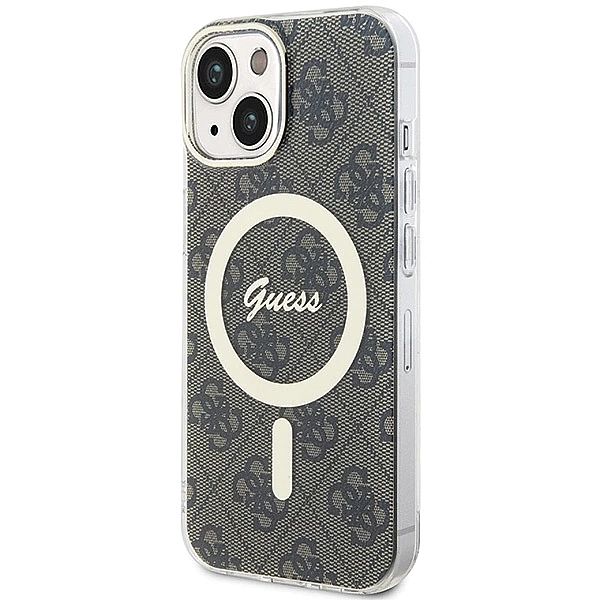 Etui Guess IML 4G MagSafe na iPhone 15 - brązowe