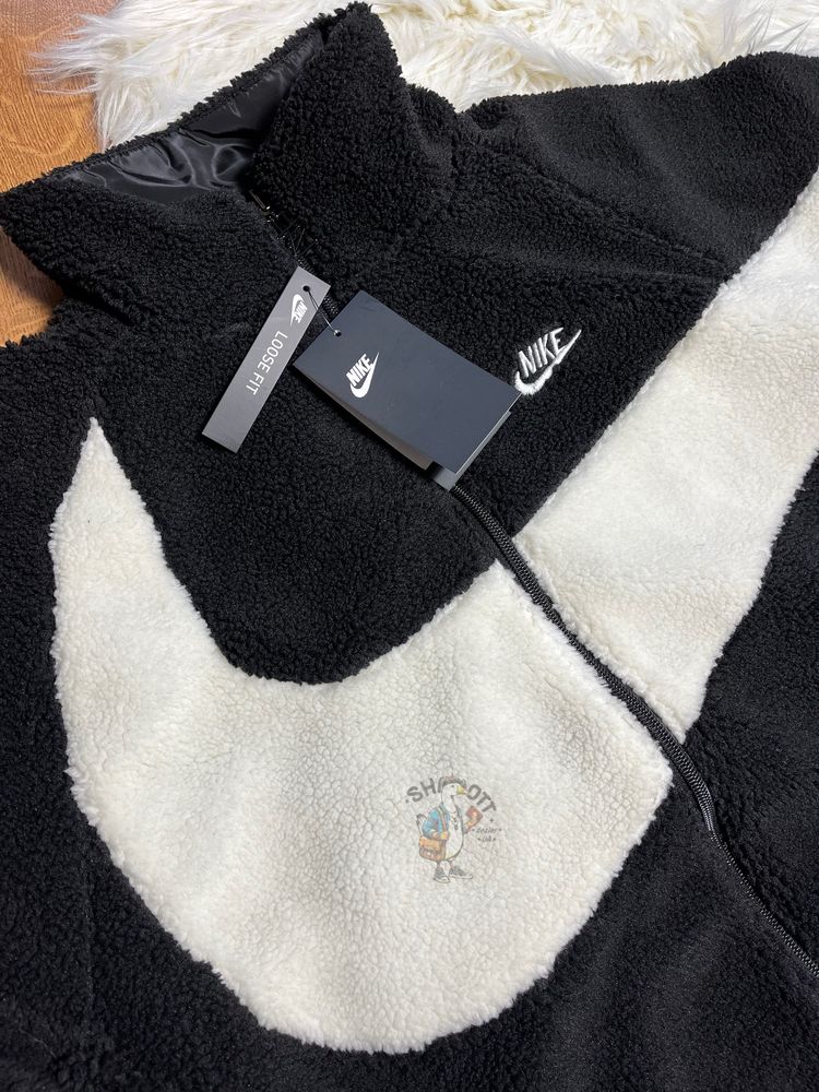 Шерпа найк біг свуш \ Двостороння кофта-курточка NIKE SHERPA BIG LOGO