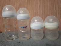Пляшечки Avent скло і пластик, соски 3,4,5. Chicco. Пакети для молока