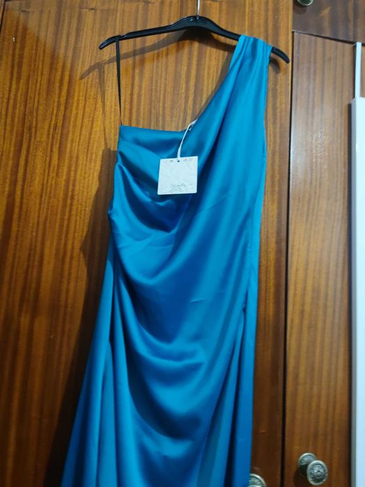 Vestido turquesa em cetim L