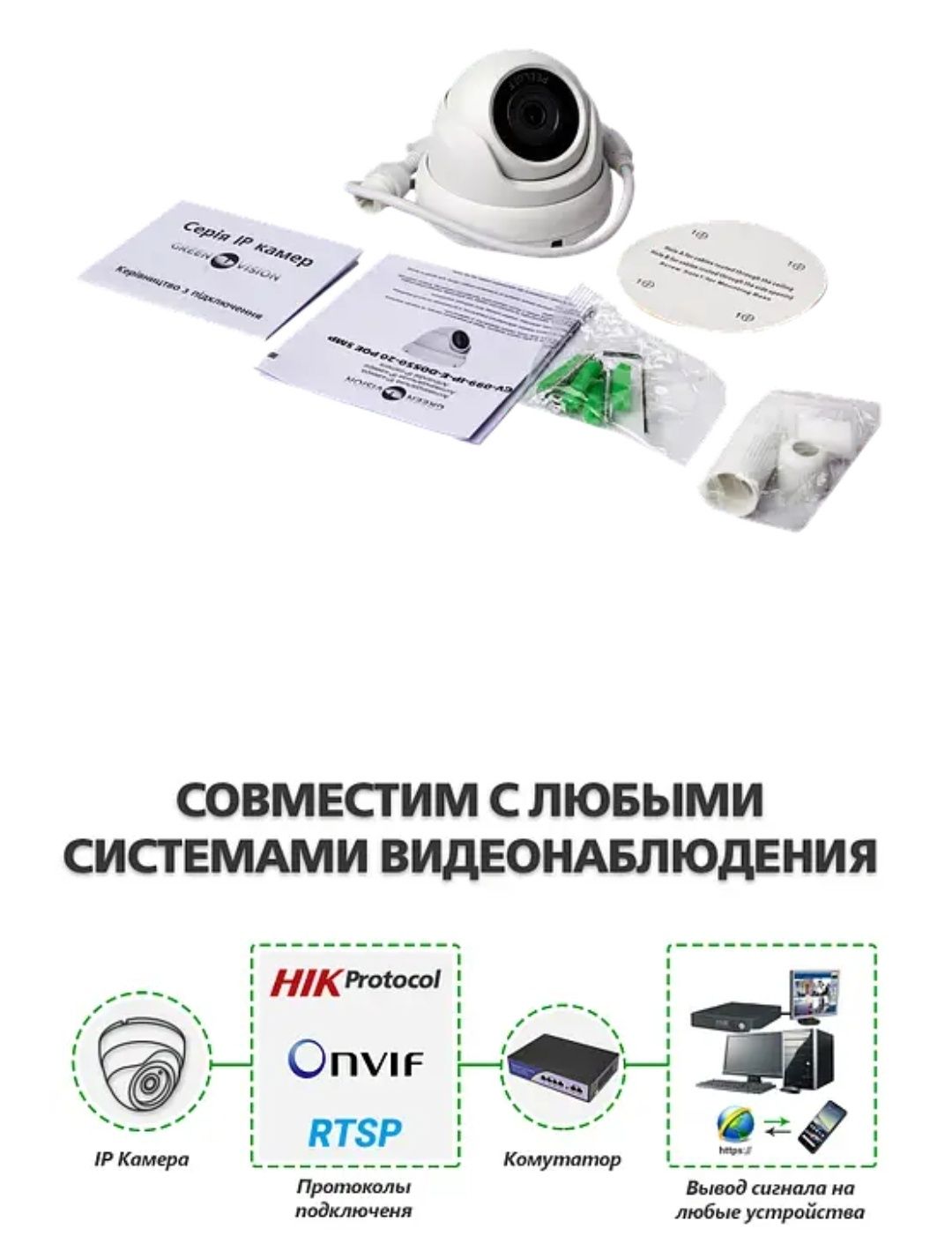 Антивандальная ip камера GREEN VISION GV-099-IP-ME-DOS50-20 POE 5MP