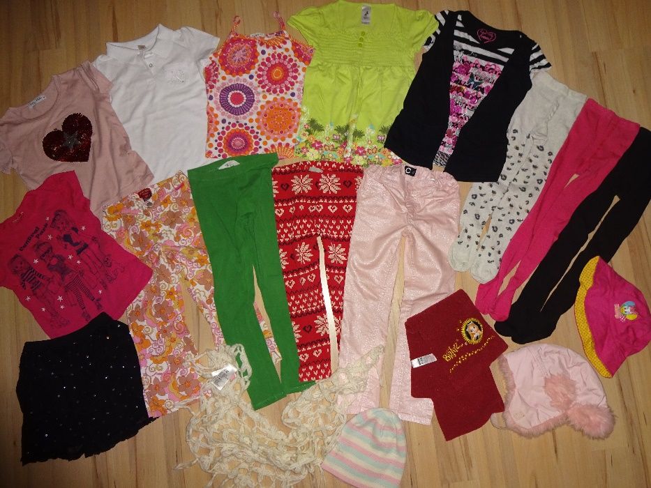 zestaw modnych oryg. ciuszków dla dziewczynki leginsy IDEALNY STAN 6-7